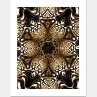 Brown and Gold Kaleidoscope Posters and Art